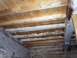 Newly laid flooring from underneath