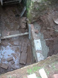 Building a new side wall for the tailrace