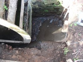 The wheel pit and drain as we found it