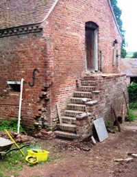 Brick steps complete but untidy