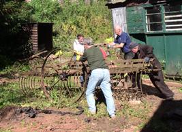 Moving the old hay rake