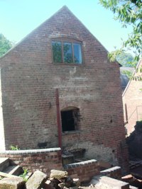 The wheel end of the mill without scaffolding.