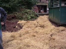 Straw carpet over the mud