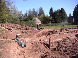 The mill dam under re-construction