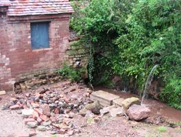 Crater dug by storm water